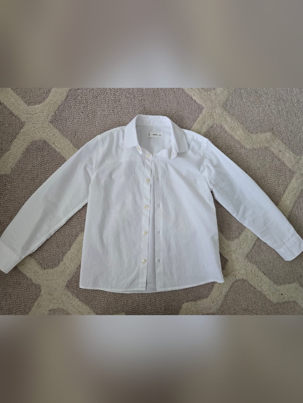 Mango White Button-Down Collared Shirt